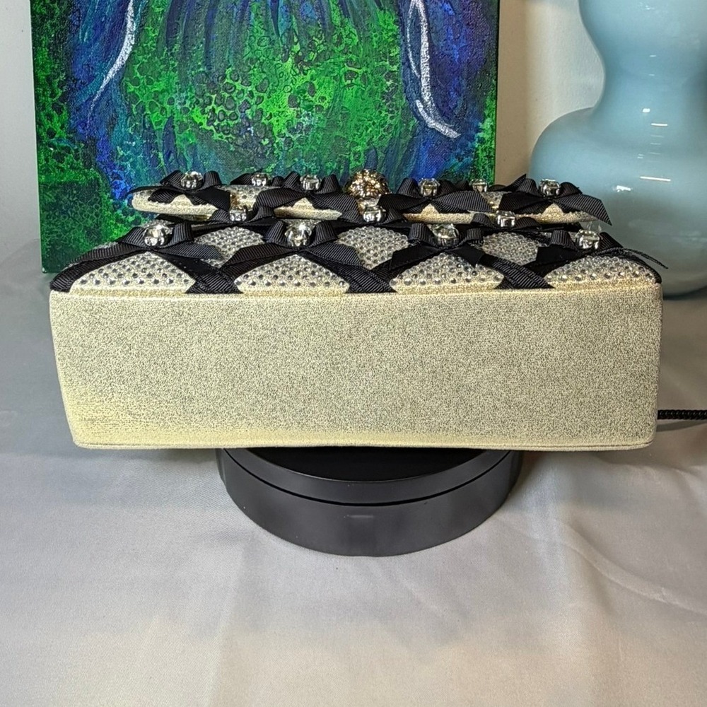 Kurt Geiger London Kensington Bows Gold Crystal Embellished Shoulder Bag New - Picture 6 of 9